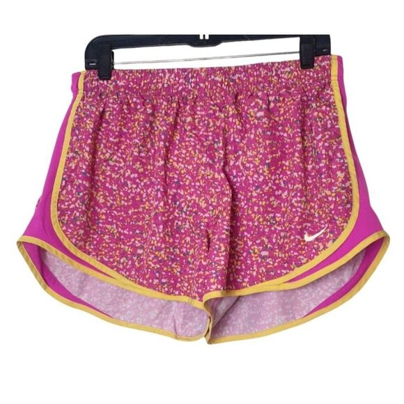 Nike Dri-Fit Womens Running Shorts XL Pink/Yellow Pattern Athletic Sportswear - Picture 1 of 7